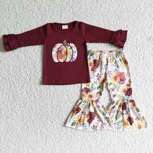 NEW Floral Pumpkin Flare Pants Set